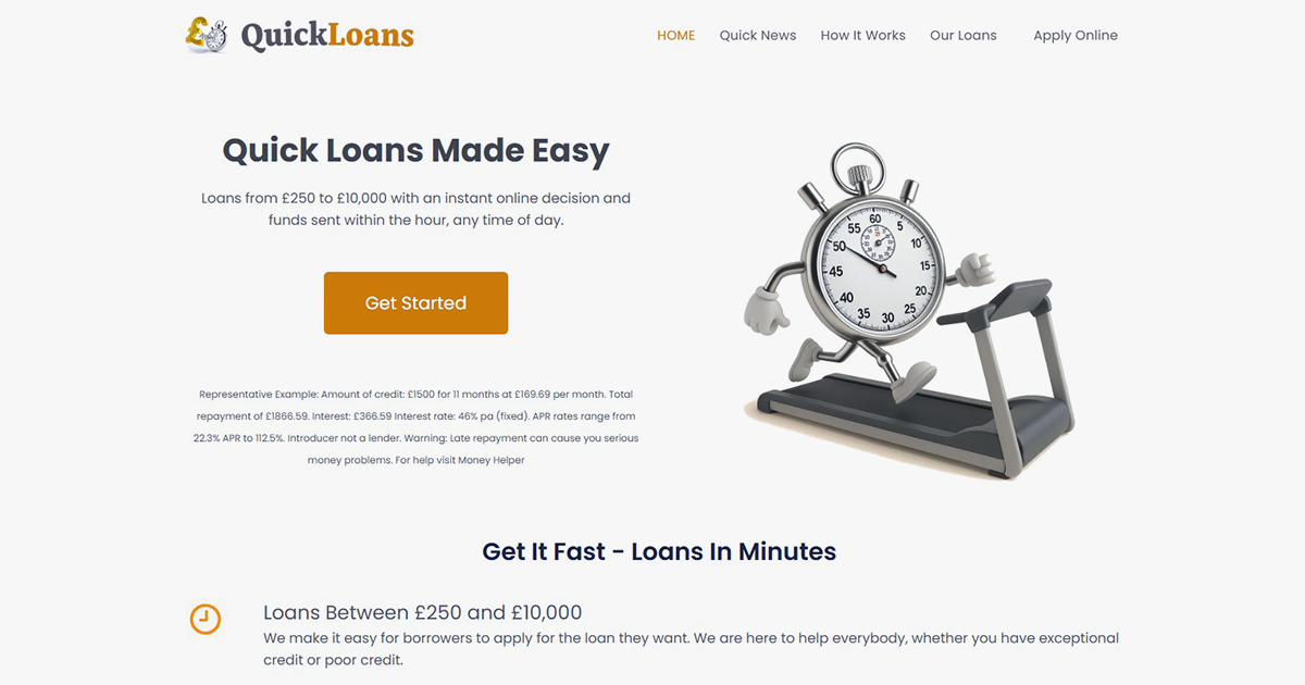 High-resolution QuickLoans.co.uk homepage image
